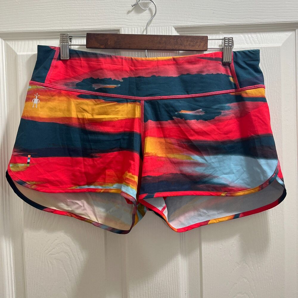 Smartwool Active Shorts Size Medium Abstract Print Merino Wool Blend Liner